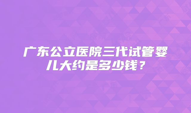 广东公立医院三代试管婴儿大约是多少钱？
