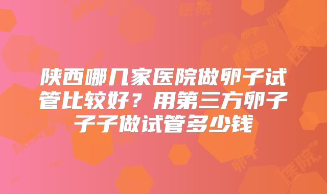 陕西哪几家医院做卵子试管比较好?用第三方卵子子子做试管多少钱