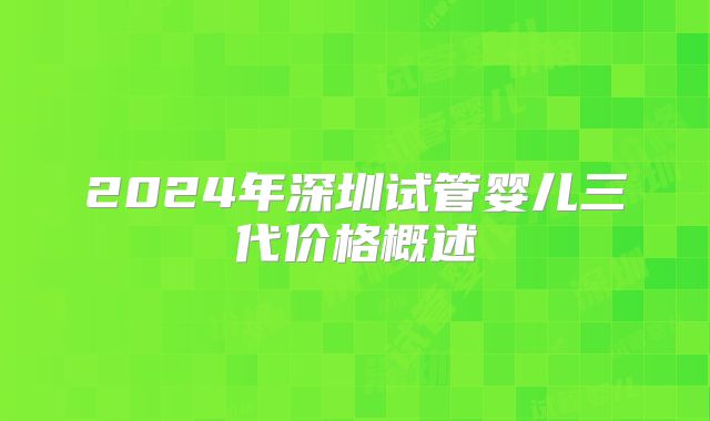 2024年深圳试管婴儿三代价格概述