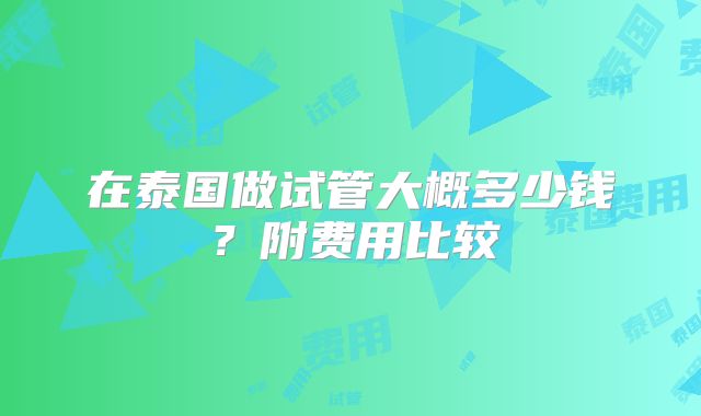 在泰国做试管大概多少钱?附费用比较