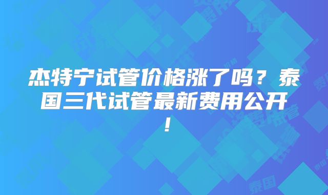 杰特宁试管价格涨了吗？泰国三代试管最新费用公开！