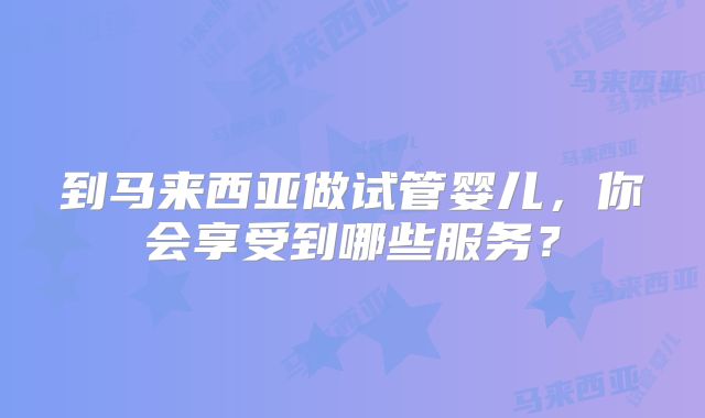 到马来西亚做试管婴儿,你会享受到哪些服务?