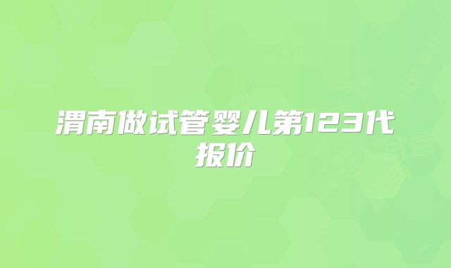 渭南做试管婴儿第123代报价
