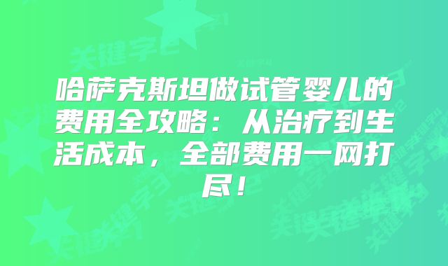 哈萨克斯坦做试管婴儿的费用全攻略:从治疗到生活成本,全部费用一网打尽!