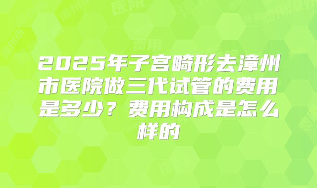 2025年子宫畸形去漳州市医院做三代试管的费用是多少？费用构成是怎么样的