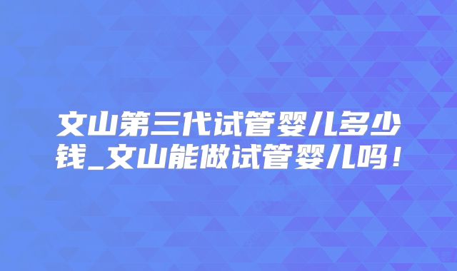 文山第三代试管婴儿多少钱_文山能做试管婴儿吗！