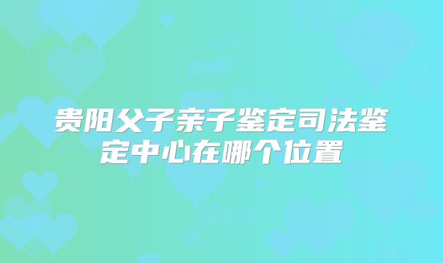 贵阳父子亲子鉴定司法鉴定中心在哪个位置