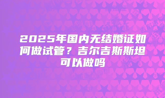 2025年国内无结婚证如何做试管？吉尔吉斯斯坦可以做吗