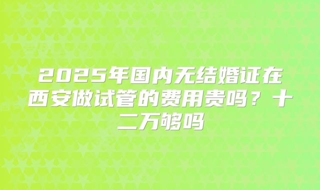 2025年国内无结婚证在西安做试管的费用贵吗?十二万够吗