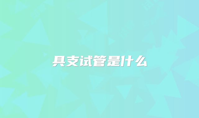 具支试管是什么