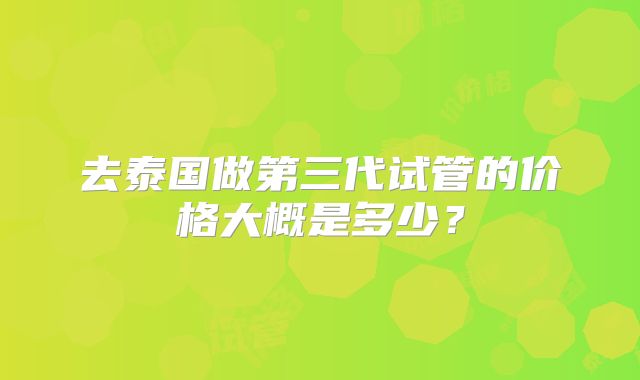 去泰国做第三代试管的价格大概是多少?