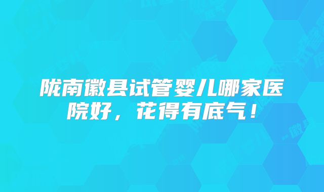陇南徽县试管婴儿哪家医院好,花得有底气!