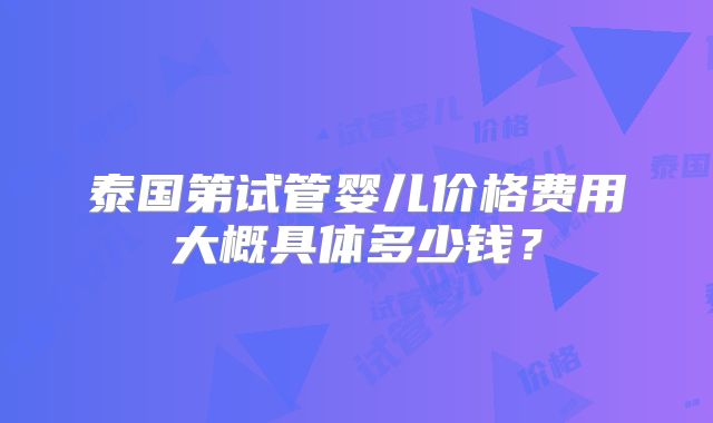 泰国第试管婴儿价格费用大概具体多少钱？