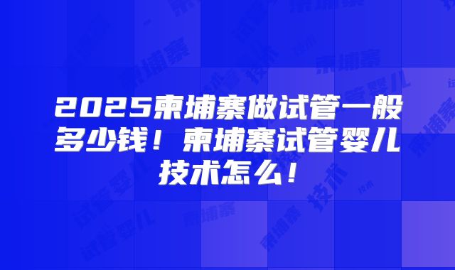 2025柬埔寨做试管一般多少钱！柬埔寨试管婴儿技术怎么！