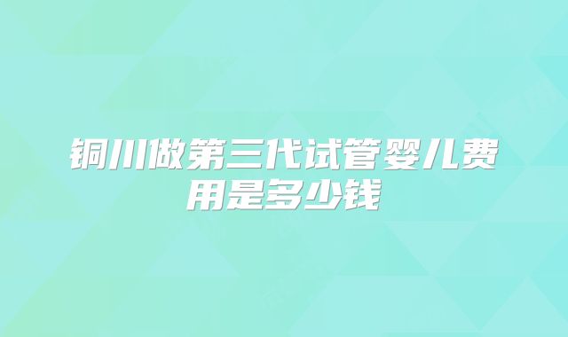 铜川做第三代试管婴儿费用是多少钱