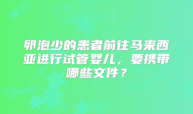 卵泡少的患者前往马来西亚进行试管婴儿，要携带哪些文件？