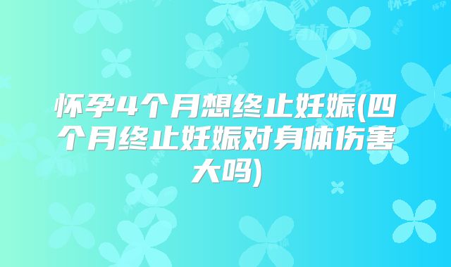 怀孕4个月想终止妊娠(四个月终止妊娠对身体伤害大吗)