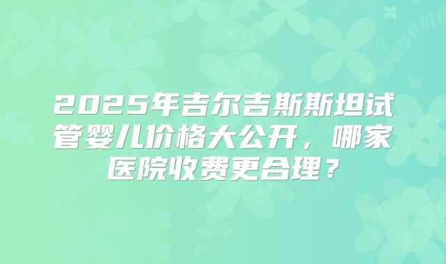 2025年吉尔吉斯斯坦试管婴儿价格大公开，哪家医院收费更合理？