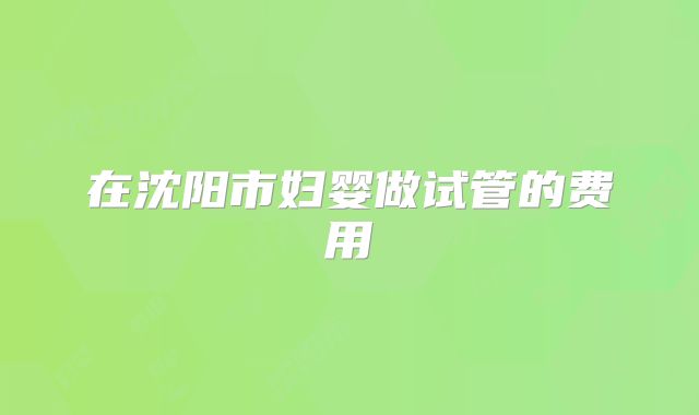 在沈阳市妇婴做试管的费用