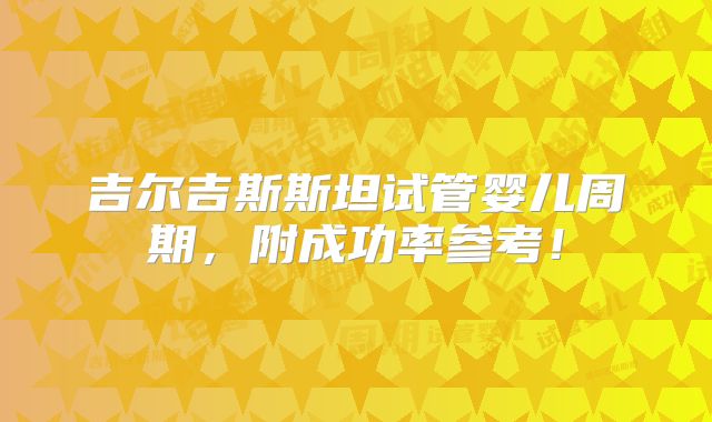 吉尔吉斯斯坦试管婴儿周期,附成功率参考!