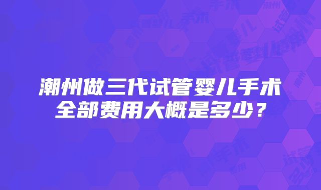 潮州做三代试管婴儿手术全部费用大概是多少？