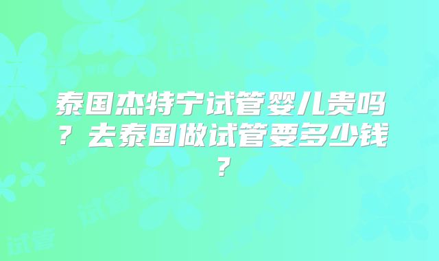 泰国杰特宁试管婴儿贵吗？去泰国做试管要多少钱？