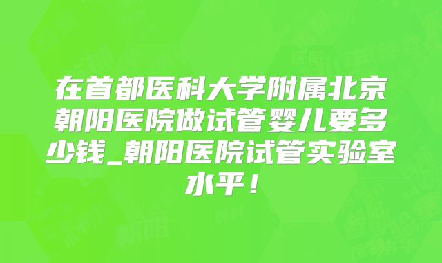 在首都医科大学附属北京朝阳医院做试管婴儿要多少钱_朝阳医院试管实验室水平！