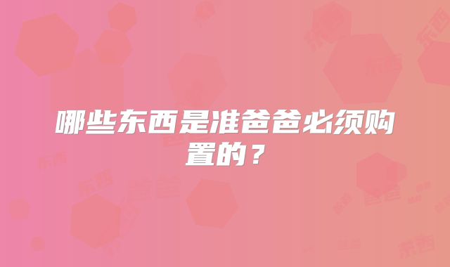 哪些东西是准爸爸必须购置的？