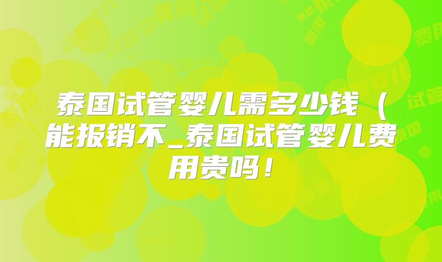 泰国试管婴儿需多少钱（能报销不_泰国试管婴儿费用贵吗！