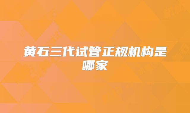 黄石三代试管正规机构是哪家