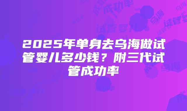 2025年单身去乌海做试管婴儿多少钱?附三代试管成功率