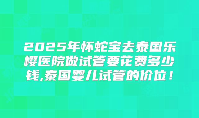 2025年怀蛇宝去泰国乐樱医院做试管要花费多少钱,泰国婴儿试管的价位！