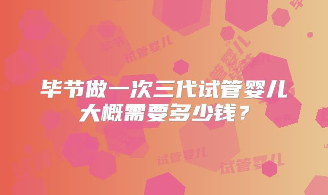 毕节做一次三代试管婴儿大概需要多少钱？