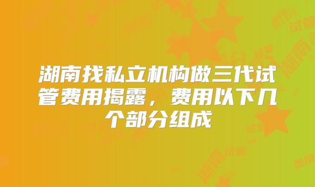 湖南找私立机构做三代试管费用揭露，费用以下几个部分组成