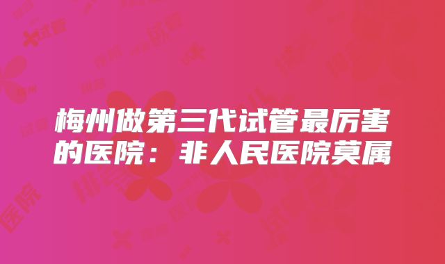 梅州做第三代试管最厉害的医院:非人民医院莫属