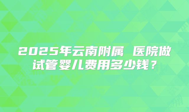2025年云南附属 医院做试管婴儿费用多少钱？