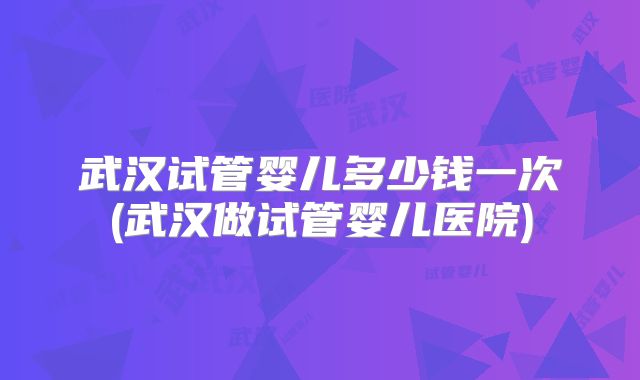 武汉试管婴儿多少钱一次(武汉做试管婴儿医院)