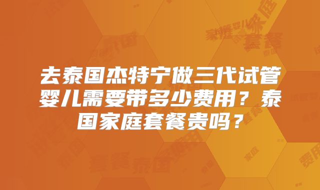 去泰国杰特宁做三代试管婴儿需要带多少费用?泰国家庭套餐贵吗?