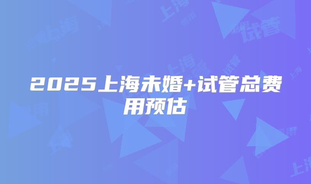 2025上海未婚+试管总费用预估