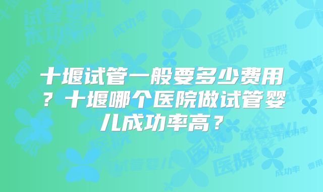 十堰试管一般要多少费用？十堰哪个医院做试管婴儿成功率高？