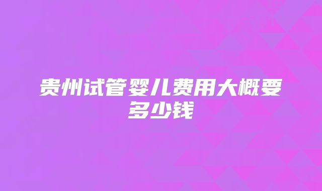 贵州试管婴儿费用大概要多少钱