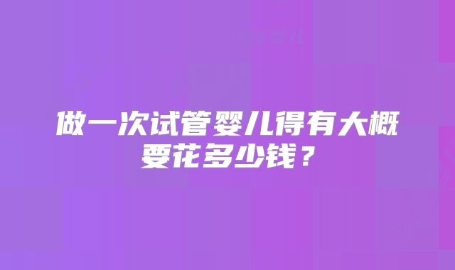 做一次试管婴儿得有大概要花多少钱？