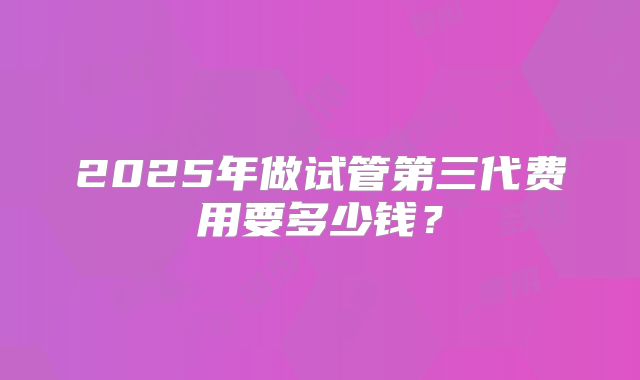 2025年做试管第三代费用要多少钱？