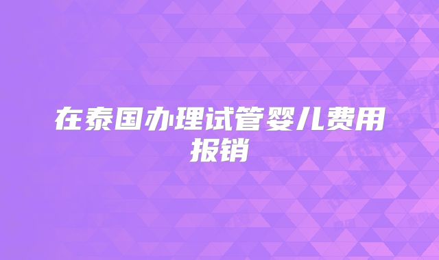 在泰国办理试管婴儿费用报销