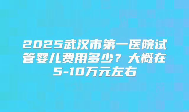 2025武汉市第一医院试管婴儿费用多少?大概在5-10万元左右