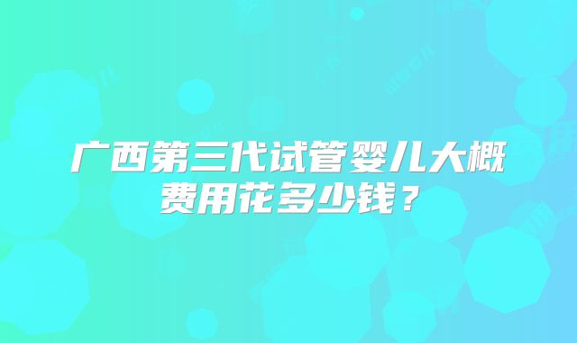 广西第三代试管婴儿大概费用花多少钱？