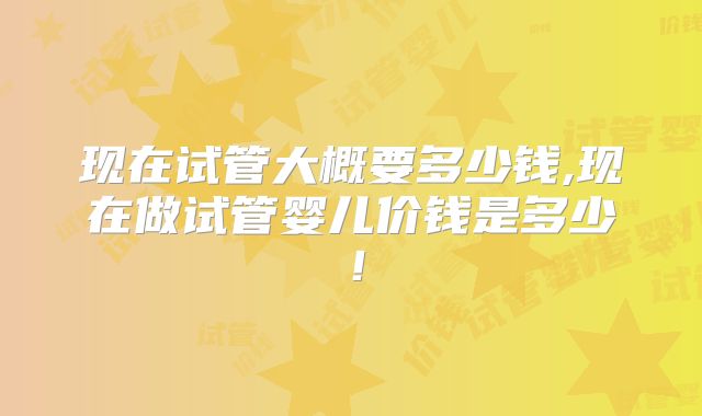 现在试管大概要多少钱,现在做试管婴儿价钱是多少!