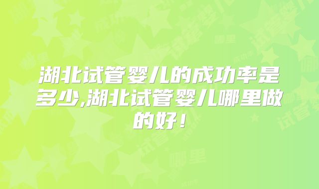 湖北试管婴儿的成功率是多少,湖北试管婴儿哪里做的好!