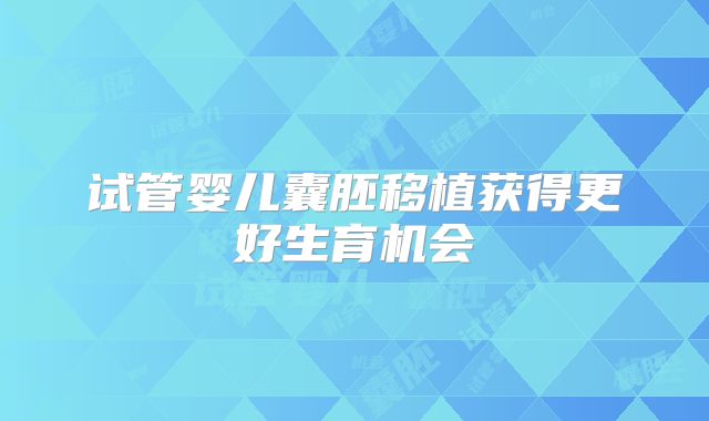 试管婴儿囊胚移植获得更好生育机会