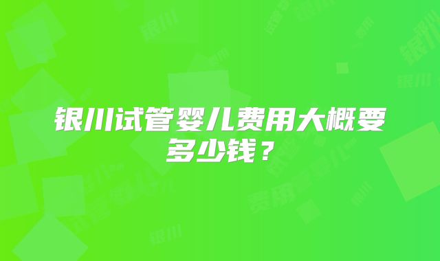 银川试管婴儿费用大概要多少钱？